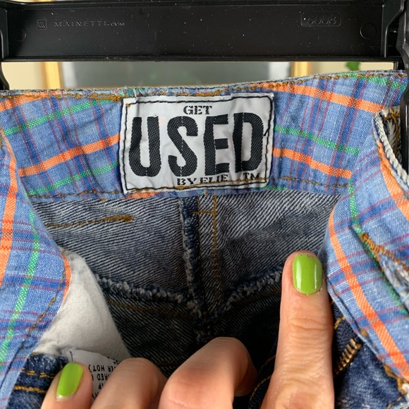 90s Denim Mini Skirt w/Plaid Ruffles - XXS - Picture 4 of 7